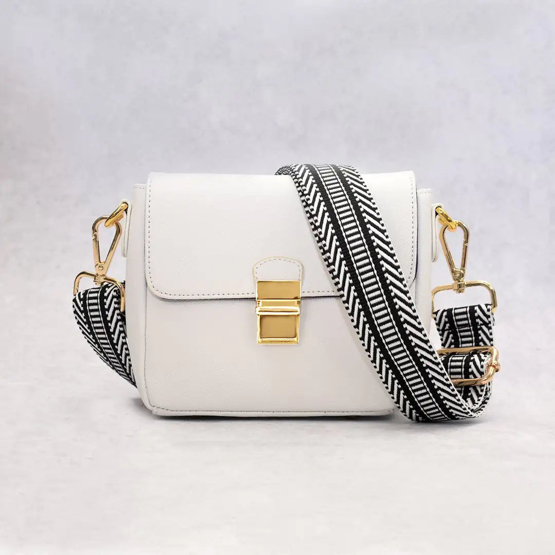 Leather Handbag-White | VA